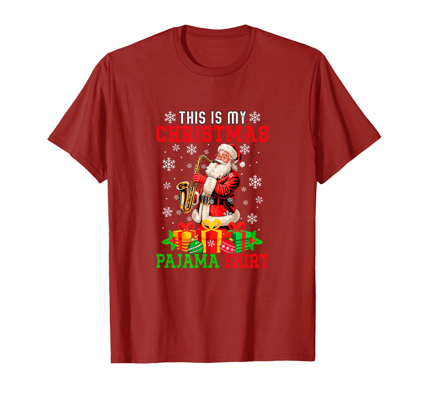 My Christmas Pajama Shirt Santa Playing Saxophone Instrument T-Shirt