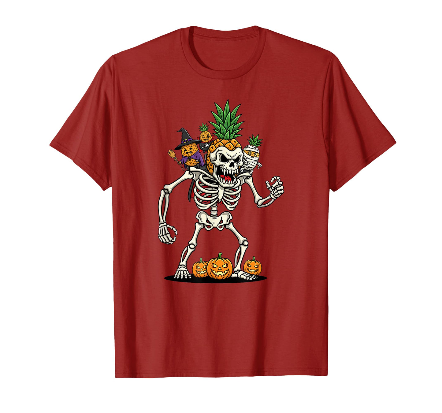 Pineapple Skeleton Mummy Witch Halloween Kids Mens Womens T-Shirt