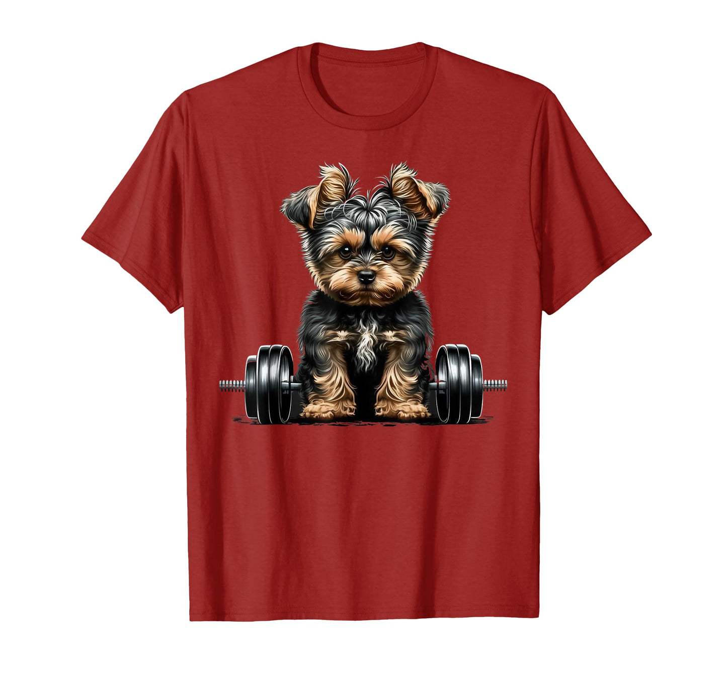 Yorkie Weightlifting Dog Funny Fitness Gym Yorkshire Terrier Men Women Kids T-Shirt