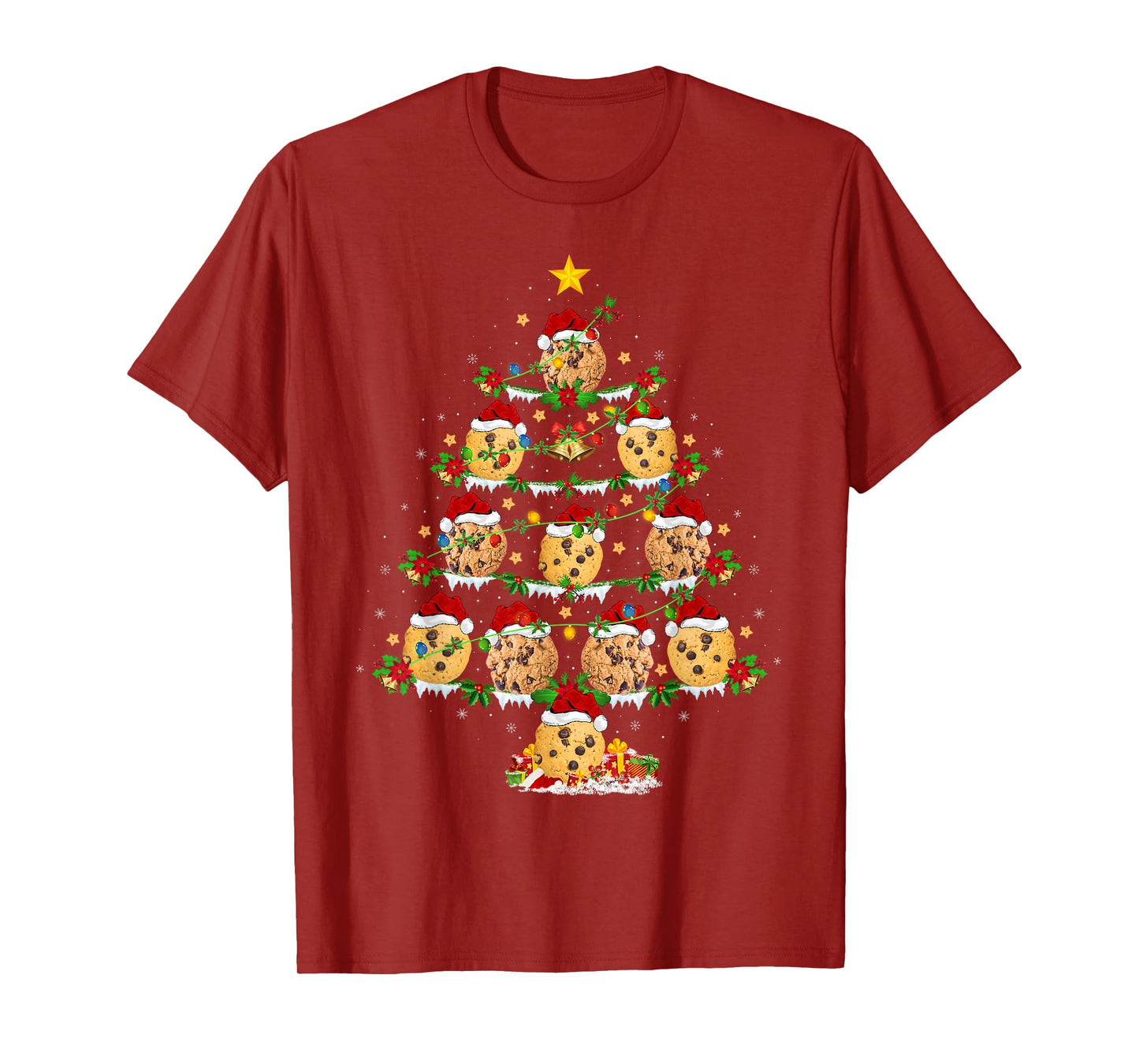 Cookie Biscuit Christmas Tree Lights Funny Cookies Xmas T-Shirt