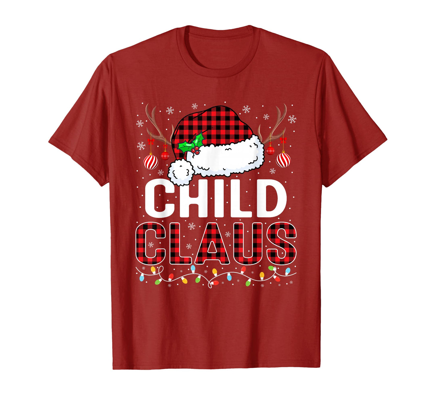 Christmas Lights Child Claus Family Matching Xmas Pajama T-Shirt