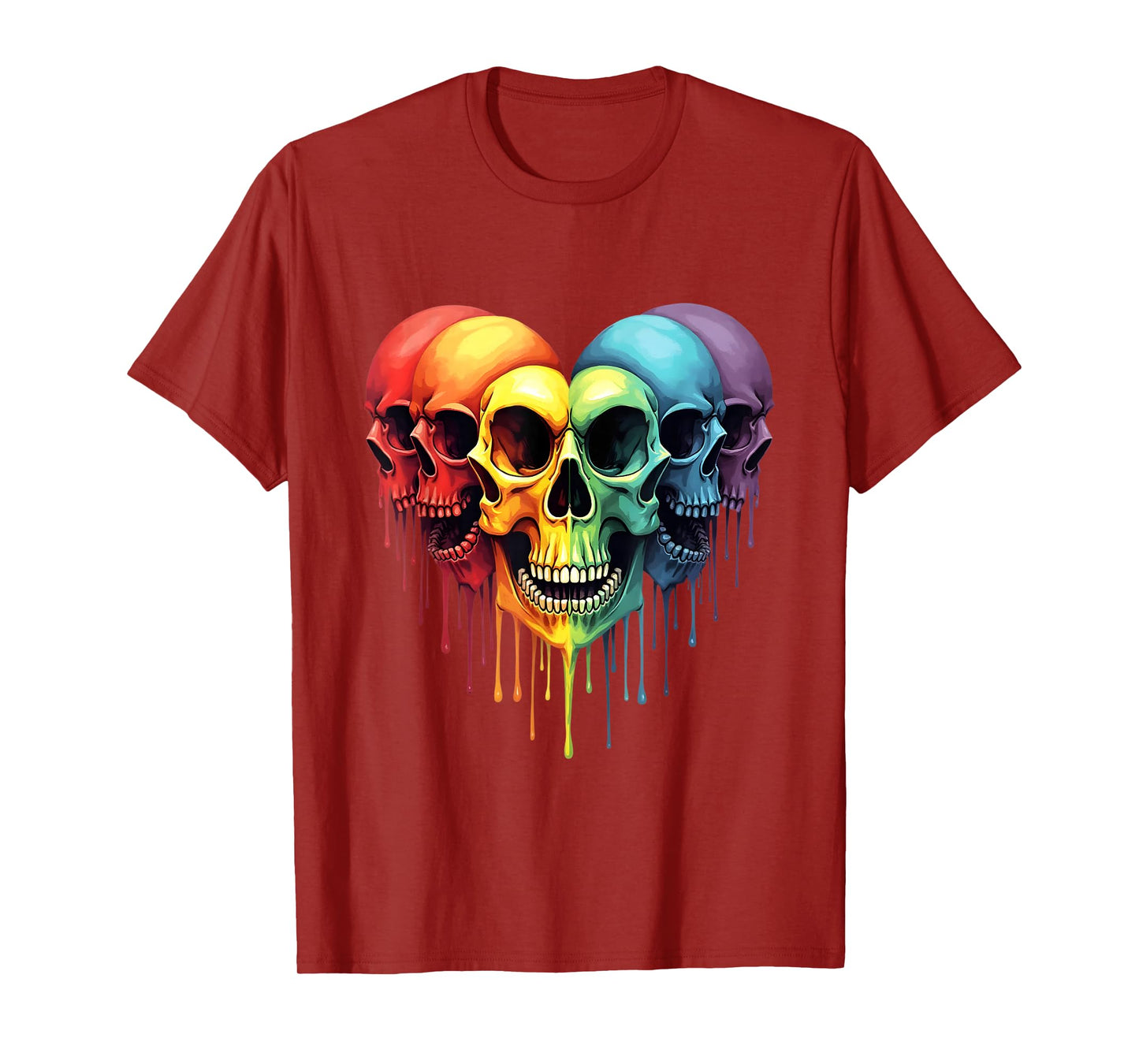 LGBT Halloween Horror Skeleton Skull Rainbow Heart Support T-Shirt