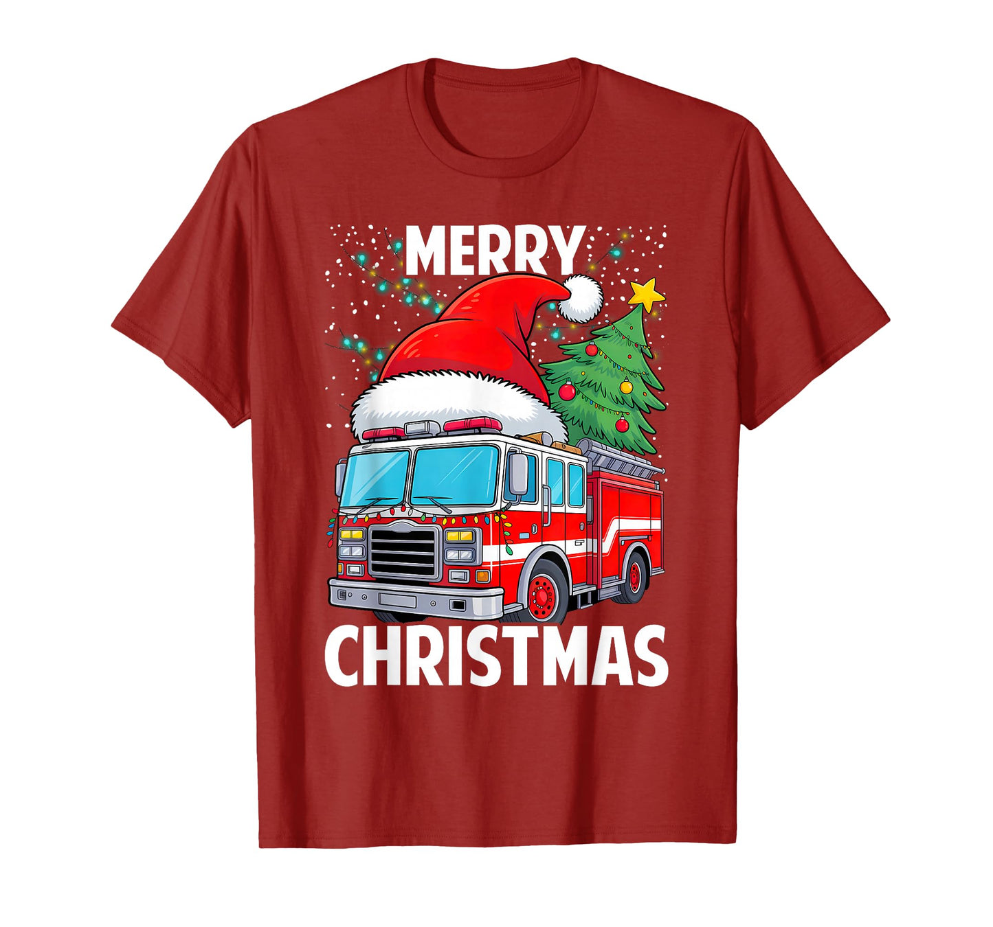 Firetruck Santa Sleigh Fireman Christmas Firefighter T-Shirt