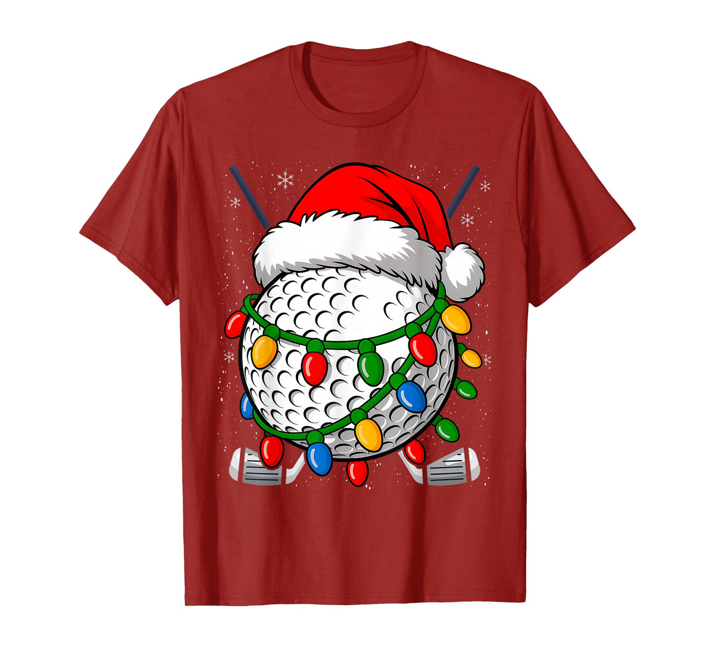 Golf Ball Christmas Santa Hat Funny Xmas Golfer Pajama T-Shirt