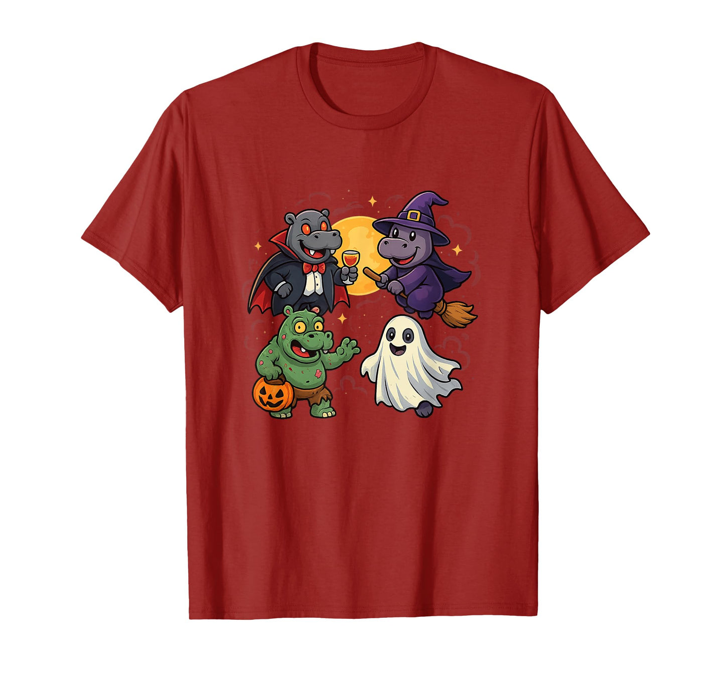 Hippo Ghost Witch Zombie Halloween Costume Kids Boys Girls T-Shirt