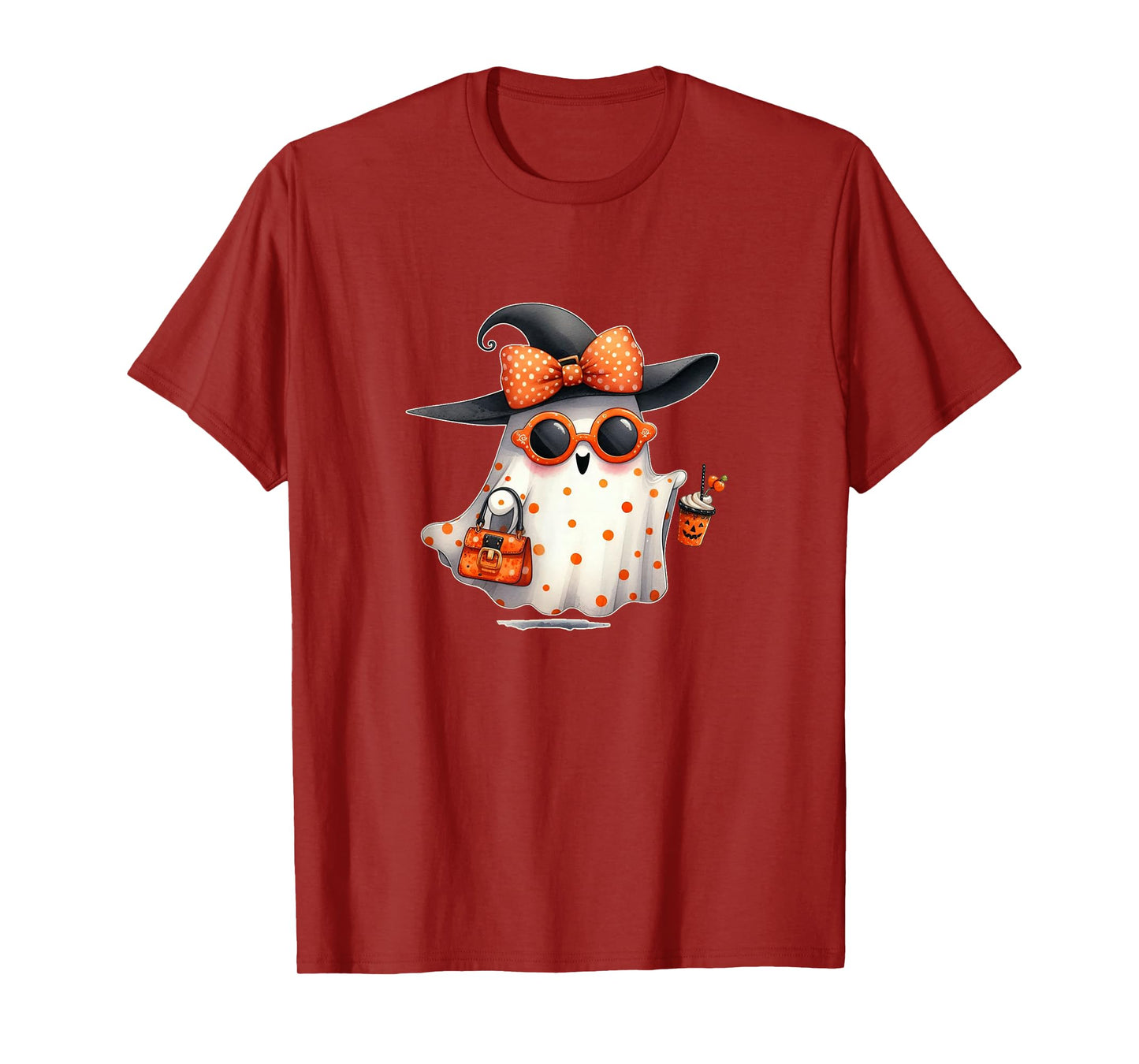 Groovy Bow Ghost | Spooky Cute Witch & Latte T-Shirt