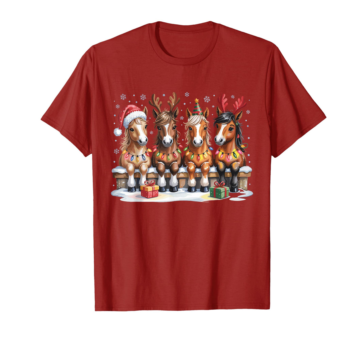 Cute Horse Christmas Farm Animal Funny Holiday Pajamas T-Shirt