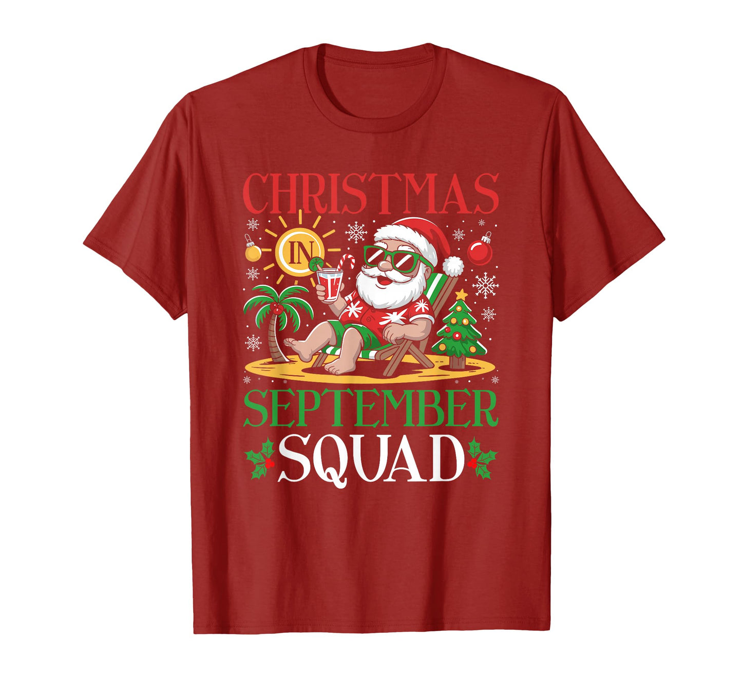 Christmas in September Squad Hawaiian Tropical Santa T-Shirt