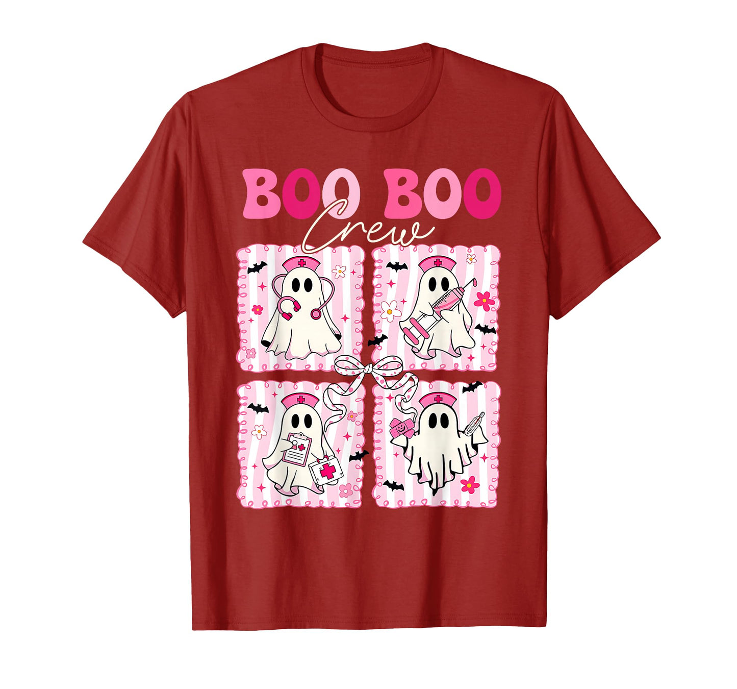 Boo Boo Crew Halloween Coquette Bow Nurse Spooky Ghost T-Shirt