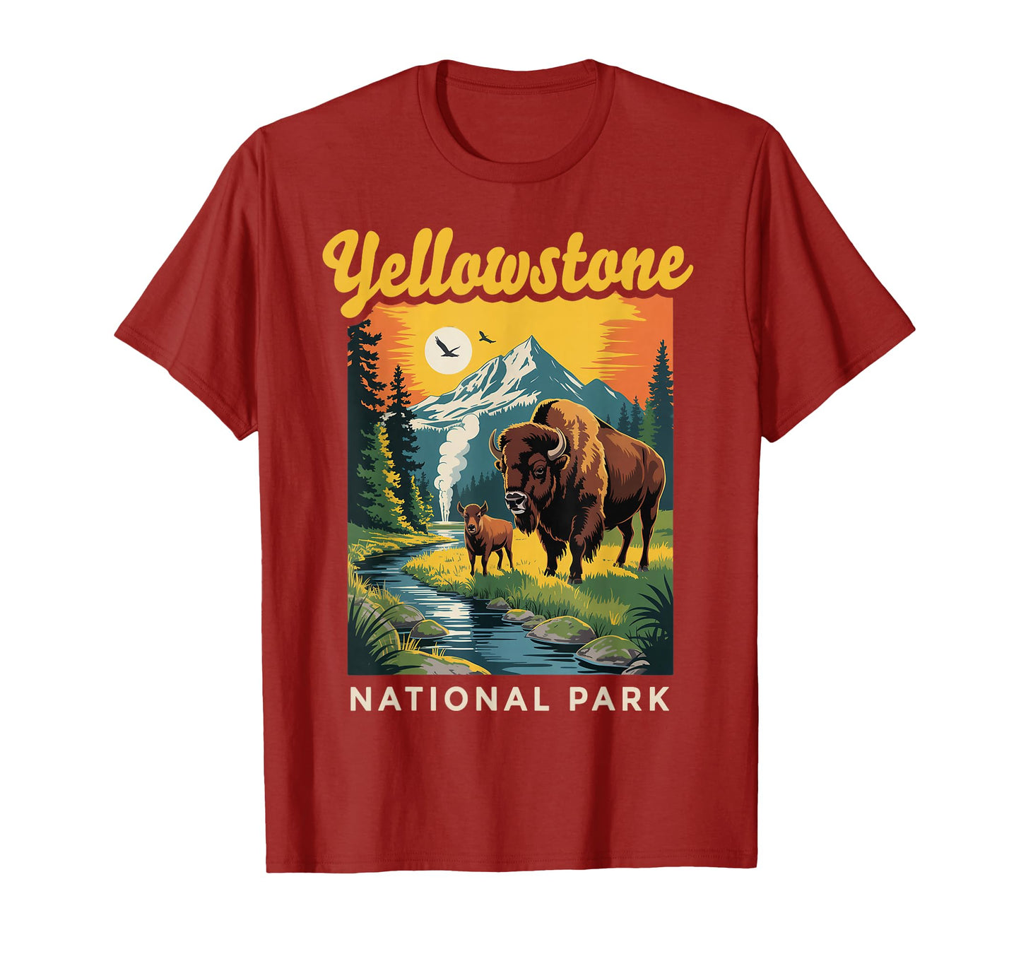 Wyoming Buffalo Bison Vintage Yellowstone National Park T-Shirt