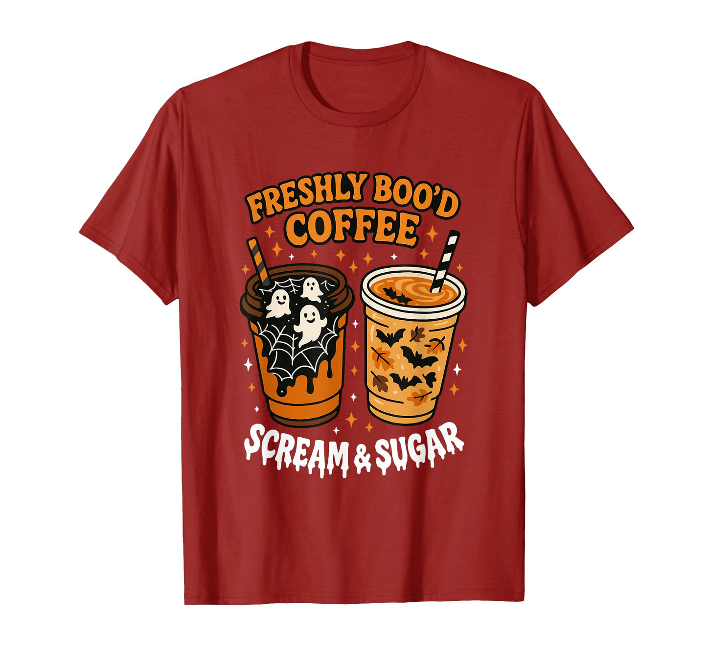 Freshly Boo'd Coffee Scream and Sugar Halloween Ghost Spooky T-Shirt