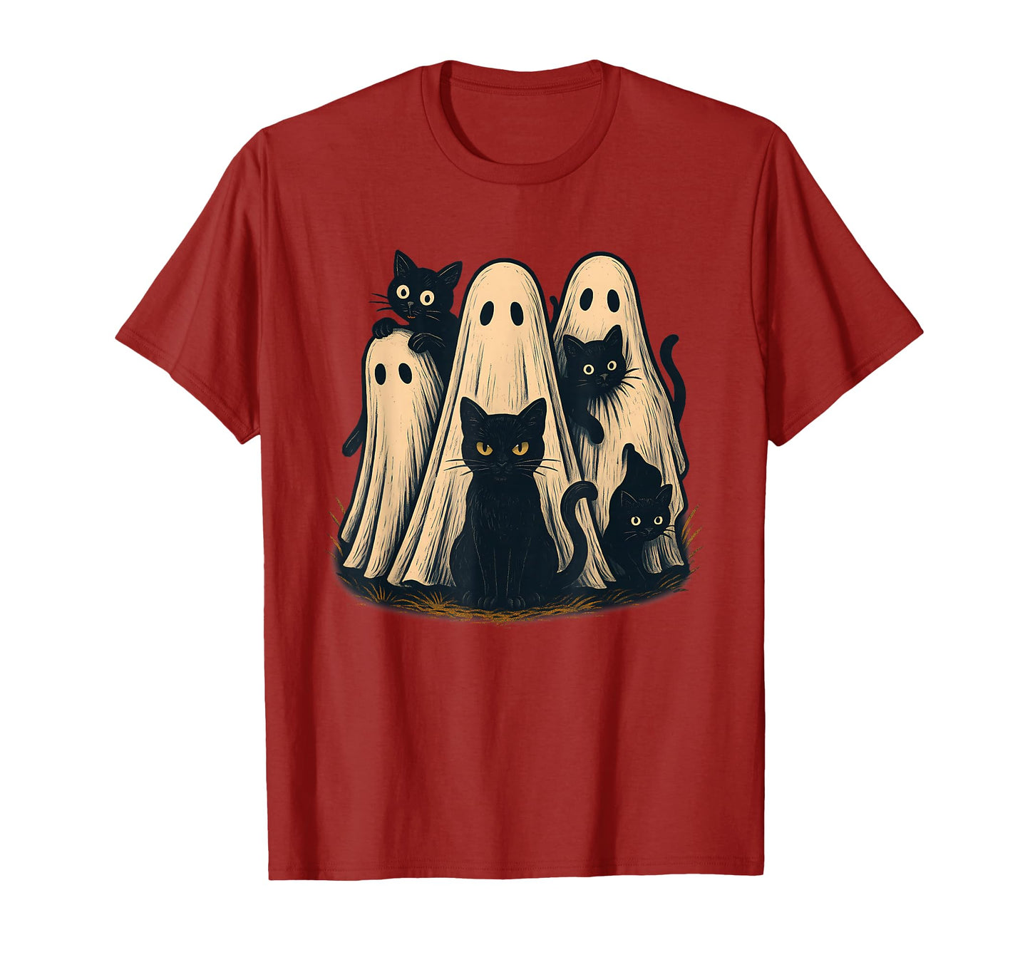 Ghosts Holding Black Cats Halloween Ghost Cat Lovers T-Shirt