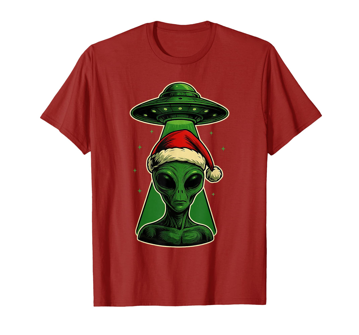 Alien Santa Retro UFO Christmas Sci-Fi Xmas T-Shirt