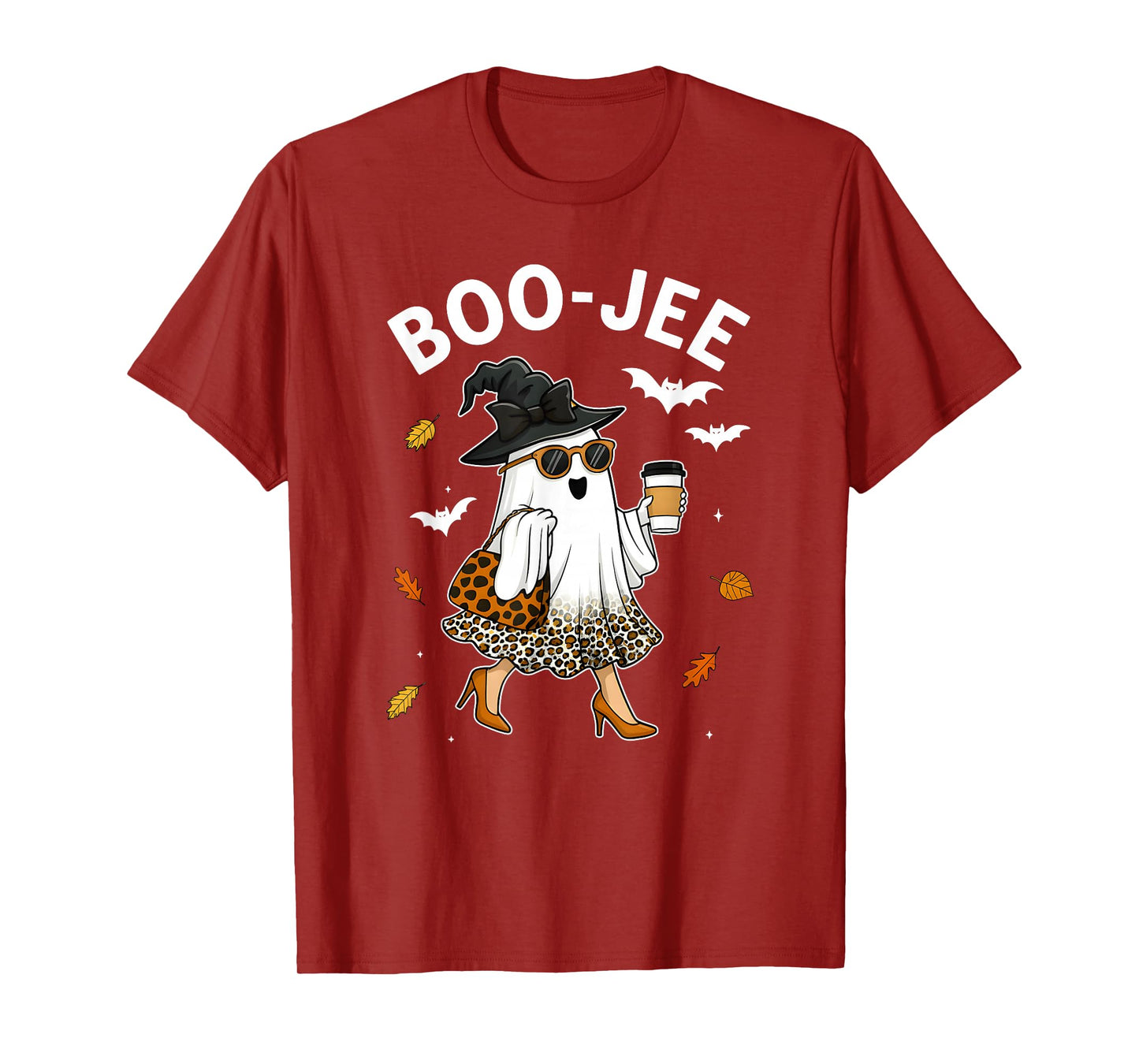 Coquette Leopard Ghost Coffee Boo-JEE Halloween Boujee Ghost T-Shirt