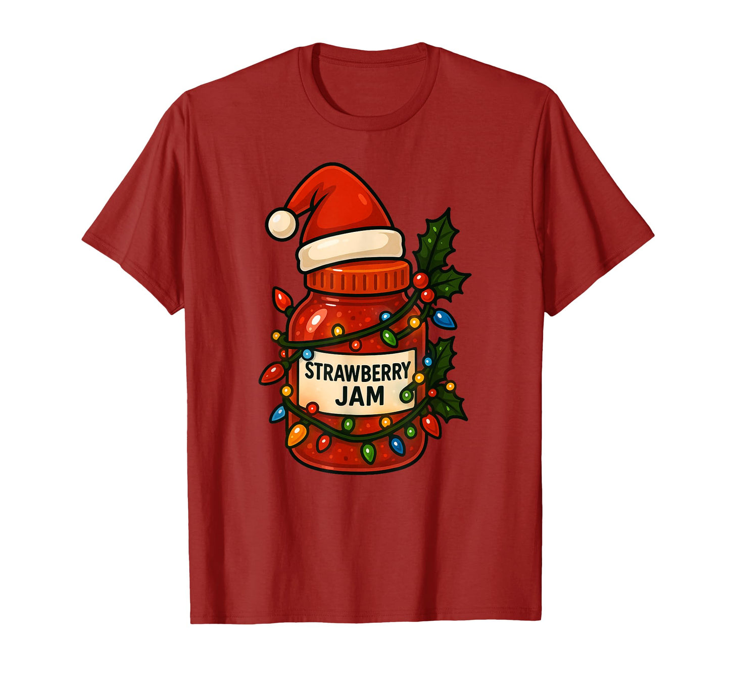 Strawberry Jam Merry Christmas Santa Hat Xmas Boys Girls Kid T-Shirt