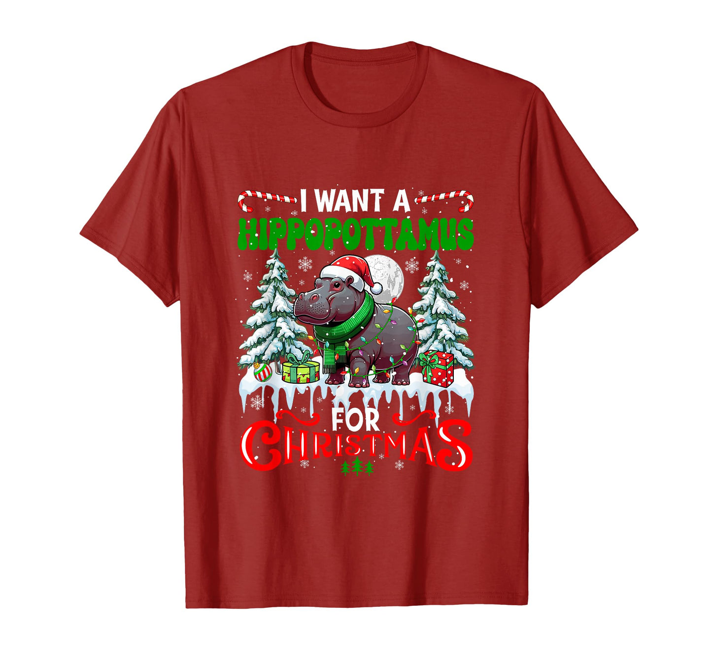 A Hippopotamus for Xmas Cute Santa Hippo Zoo Animal Lover T-Shirt