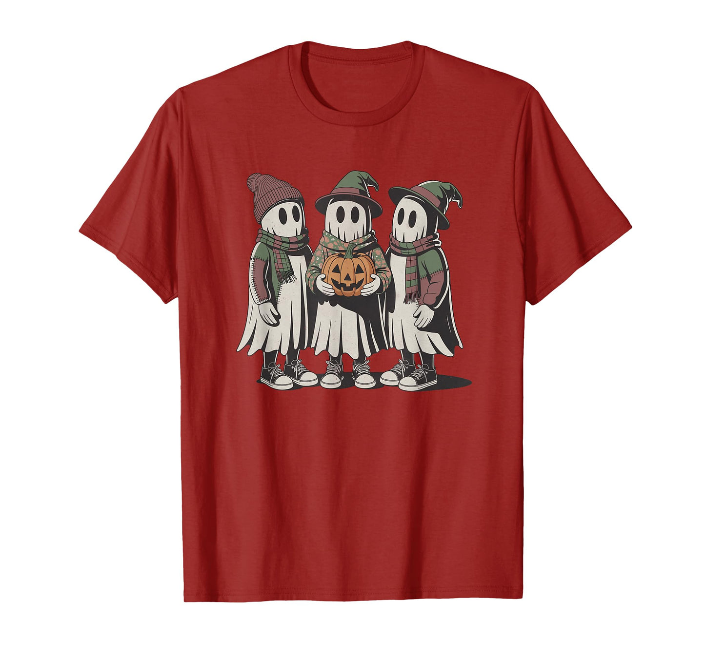 Retro Halloween Ghost Costume Spooky Season Pumpkin T-Shirt