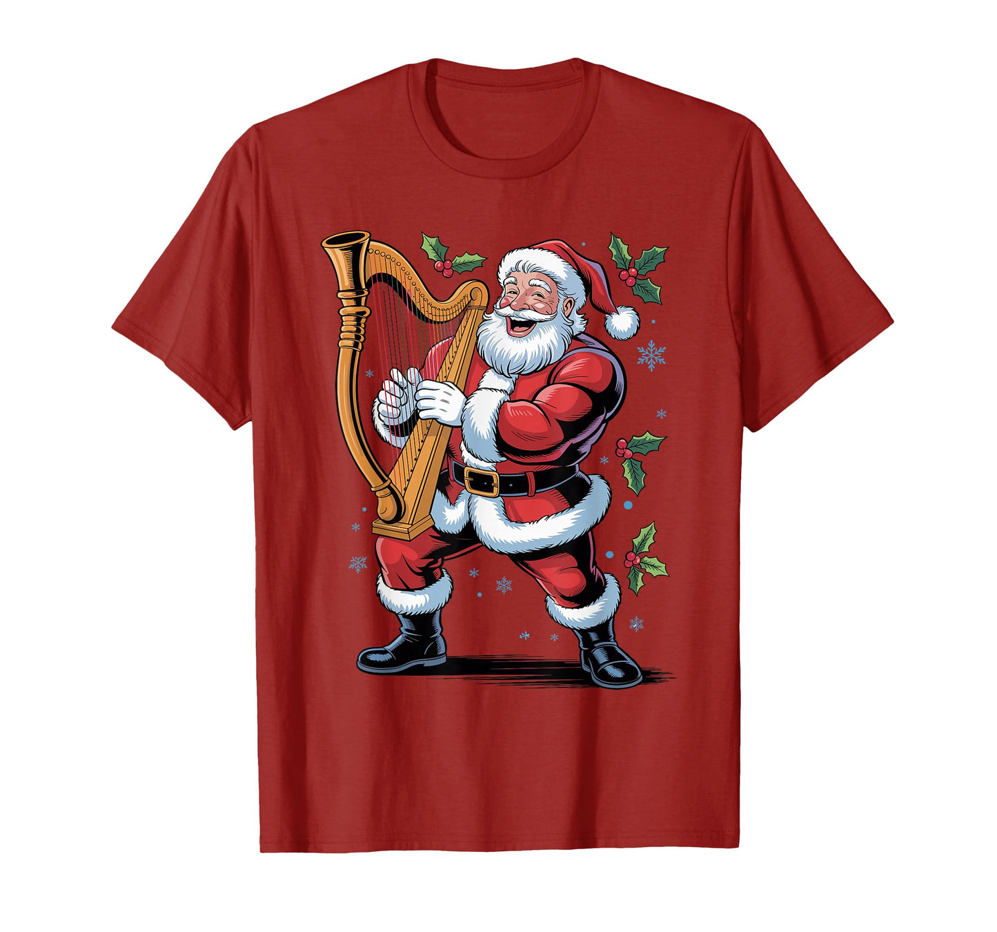 Santa Playing Harp Funny Holiday Chrismas Xmas Pajama T-Shirt
