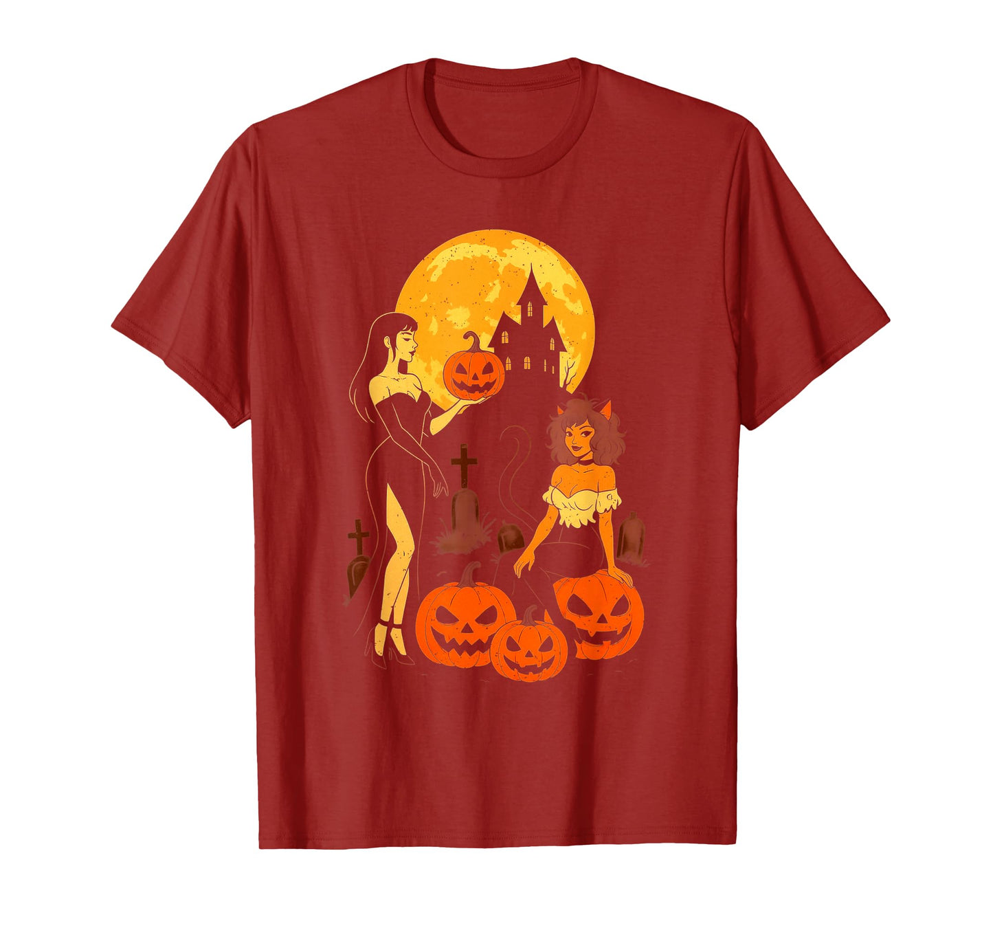 Pumpkin Girls Halloween Gothic Haunted House Spooky Season T-Shirt