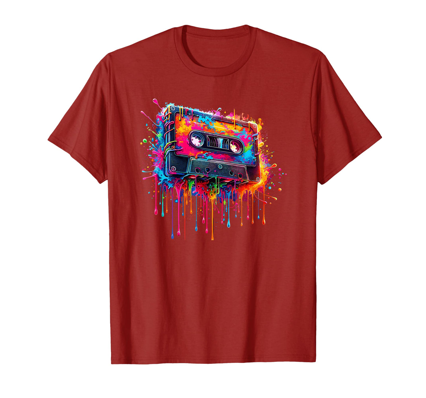 Dripping Paint Art Cassette Player Music Tape Recorder T-Shirt