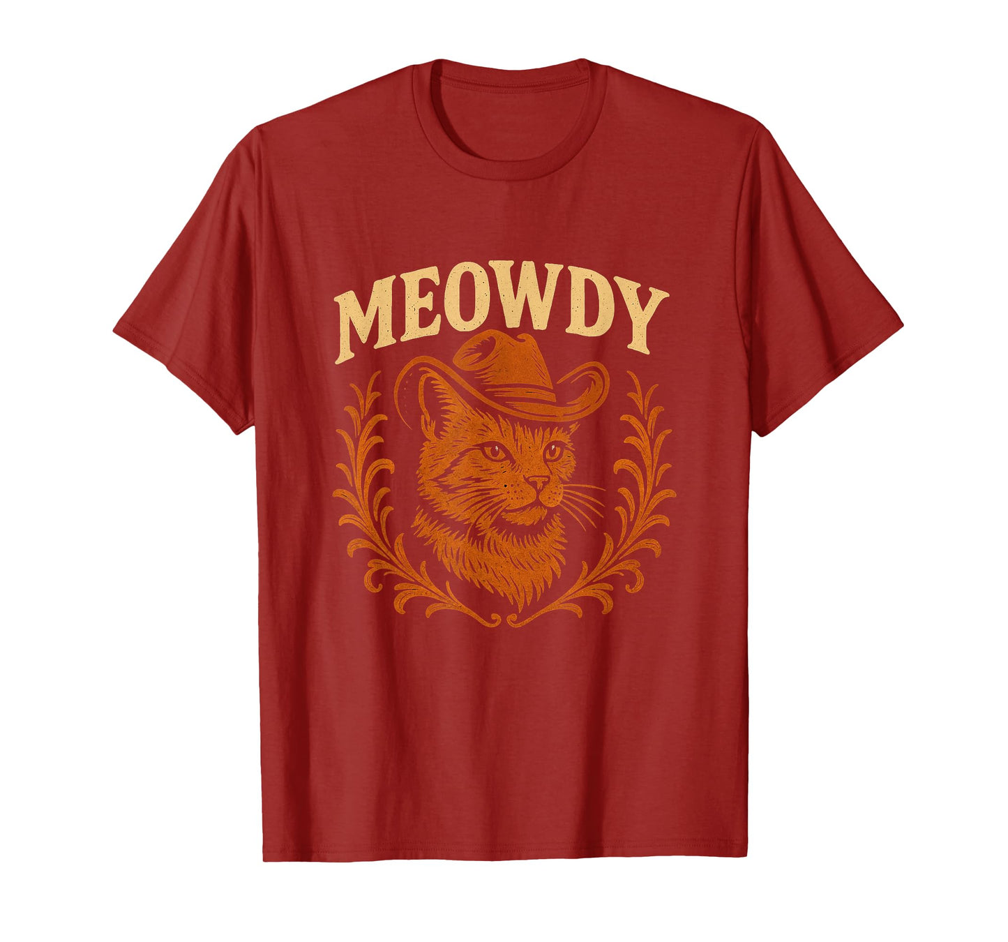 Funny Meowdy Cat Cowboy Hat Country Music Western Retro T-Shirt