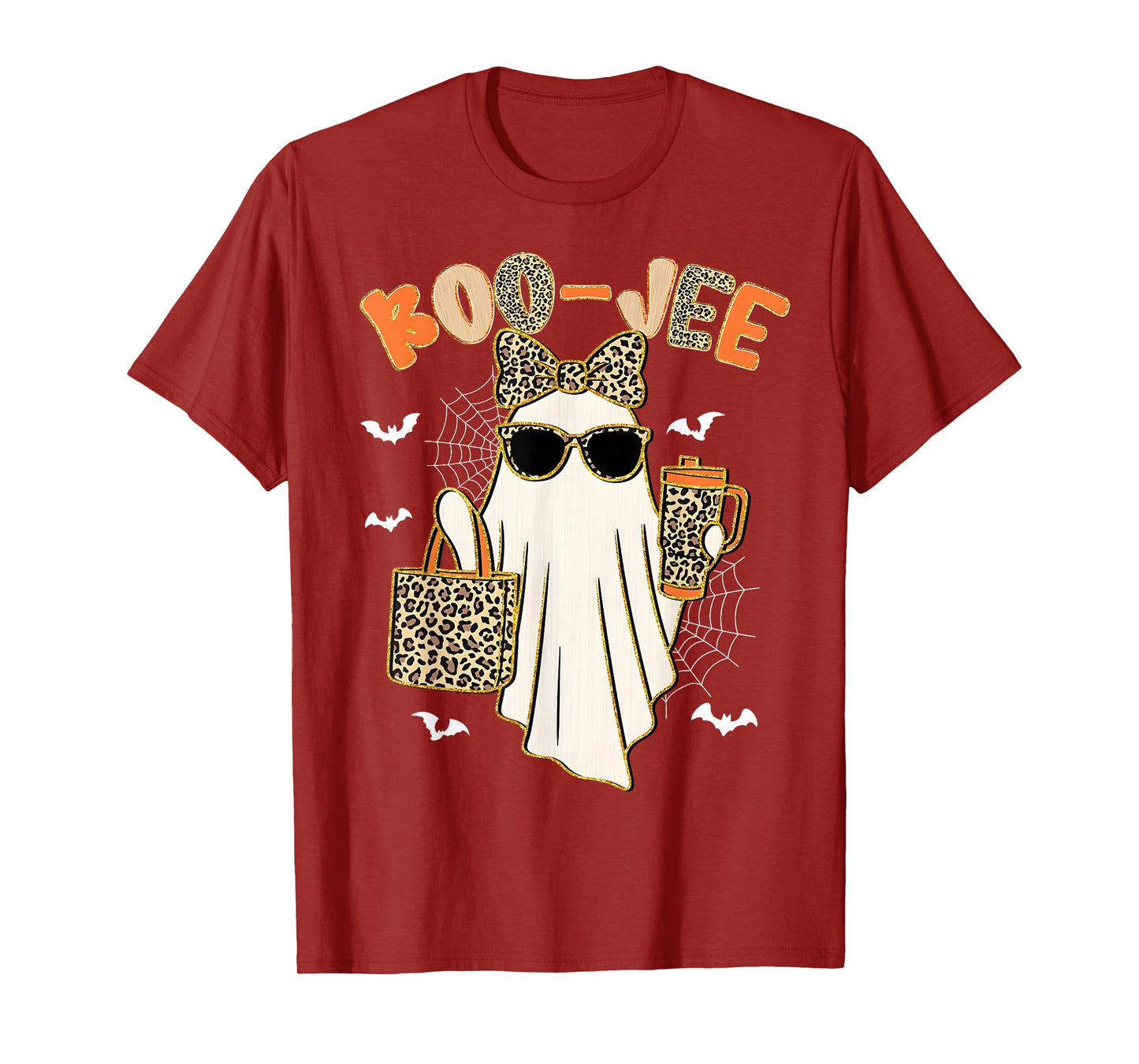 Coquette Leopard Ghost Coffee Boo-JEE Halloween Boujee Ghost T-Shirt
