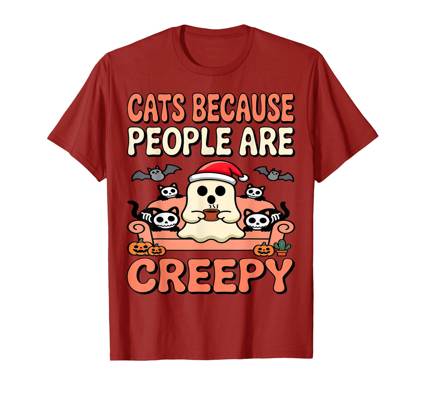 Cats Because People are Creepy Halloween Cute Cat Pet Parent T-Shirt