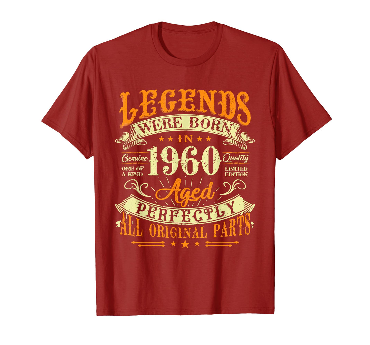 65th Birthday Vintage Legends Born In 1960 65 Years Old T-Shirt