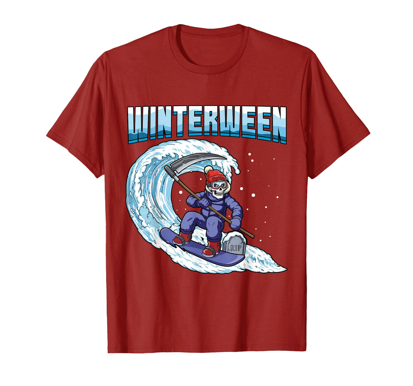Winterween Winter Halloween Christmas Skeleton Snowboarding T-Shirt