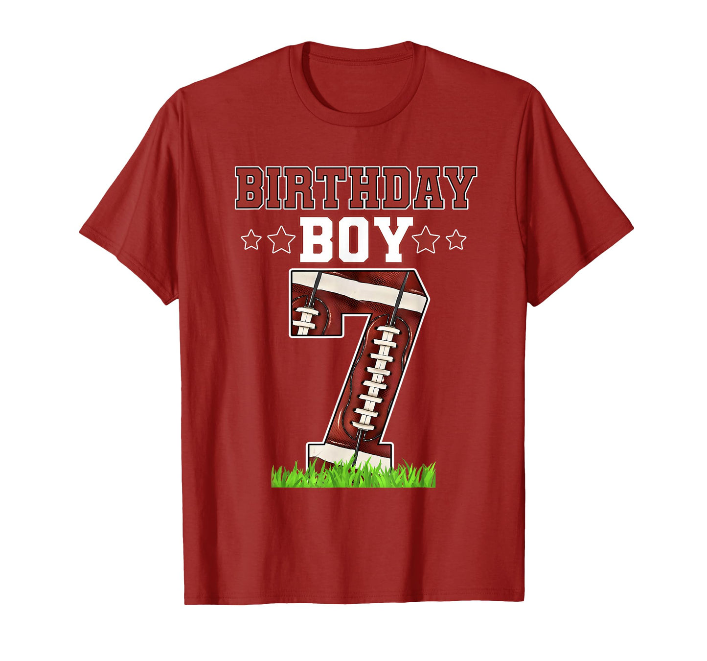 Birthday Boy 7 Football Lover Ball 7 Years Old Bday Party T-Shirt
