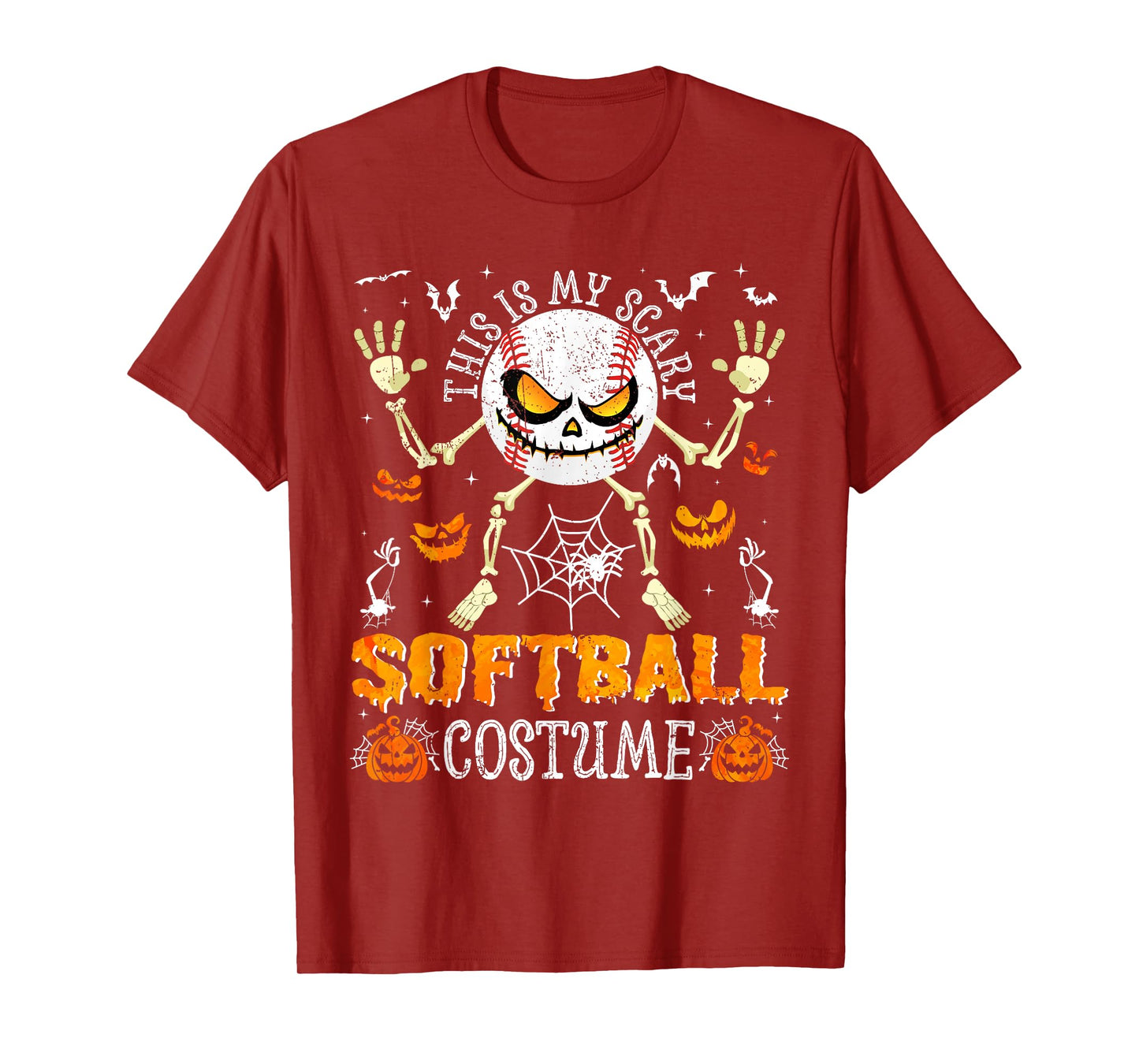 This is My Scary Softball Costume Halloween Skeleton Lover T-Shirt