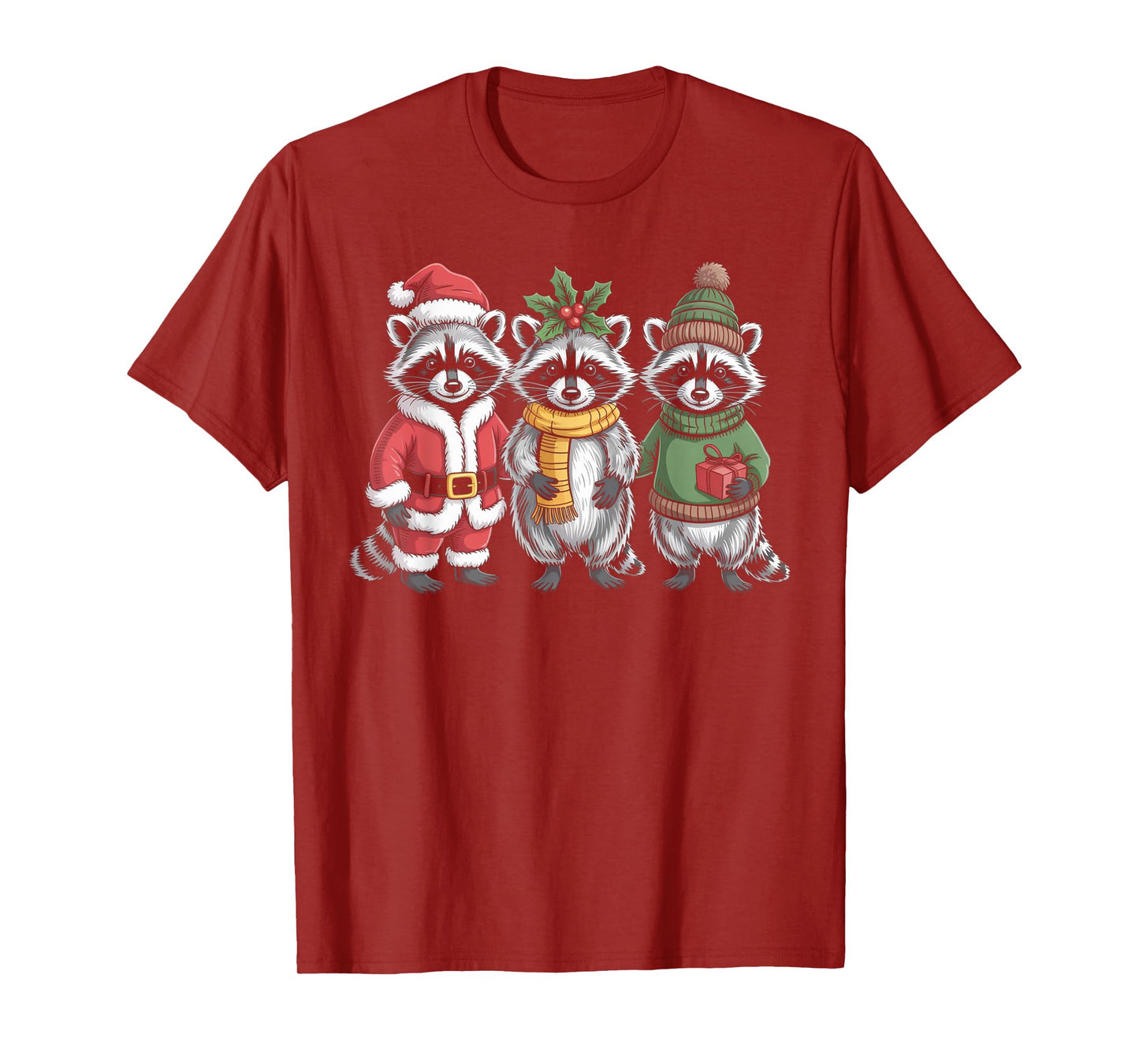 Cute Raccoon Christmas Funny Holiday Santa Claus Animal Gift T-Shirt