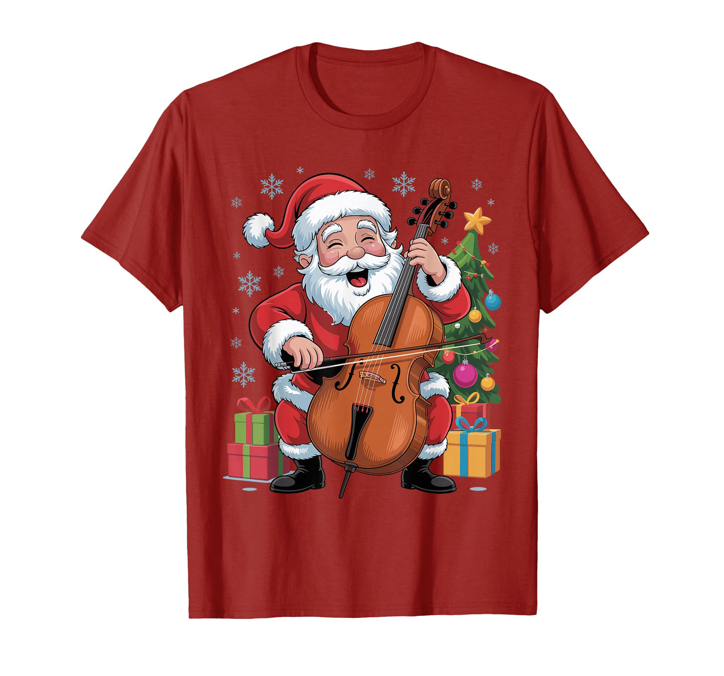 Funny Santa Playing Cello Holiday Chrismas Xmas Pajama T-Shirt