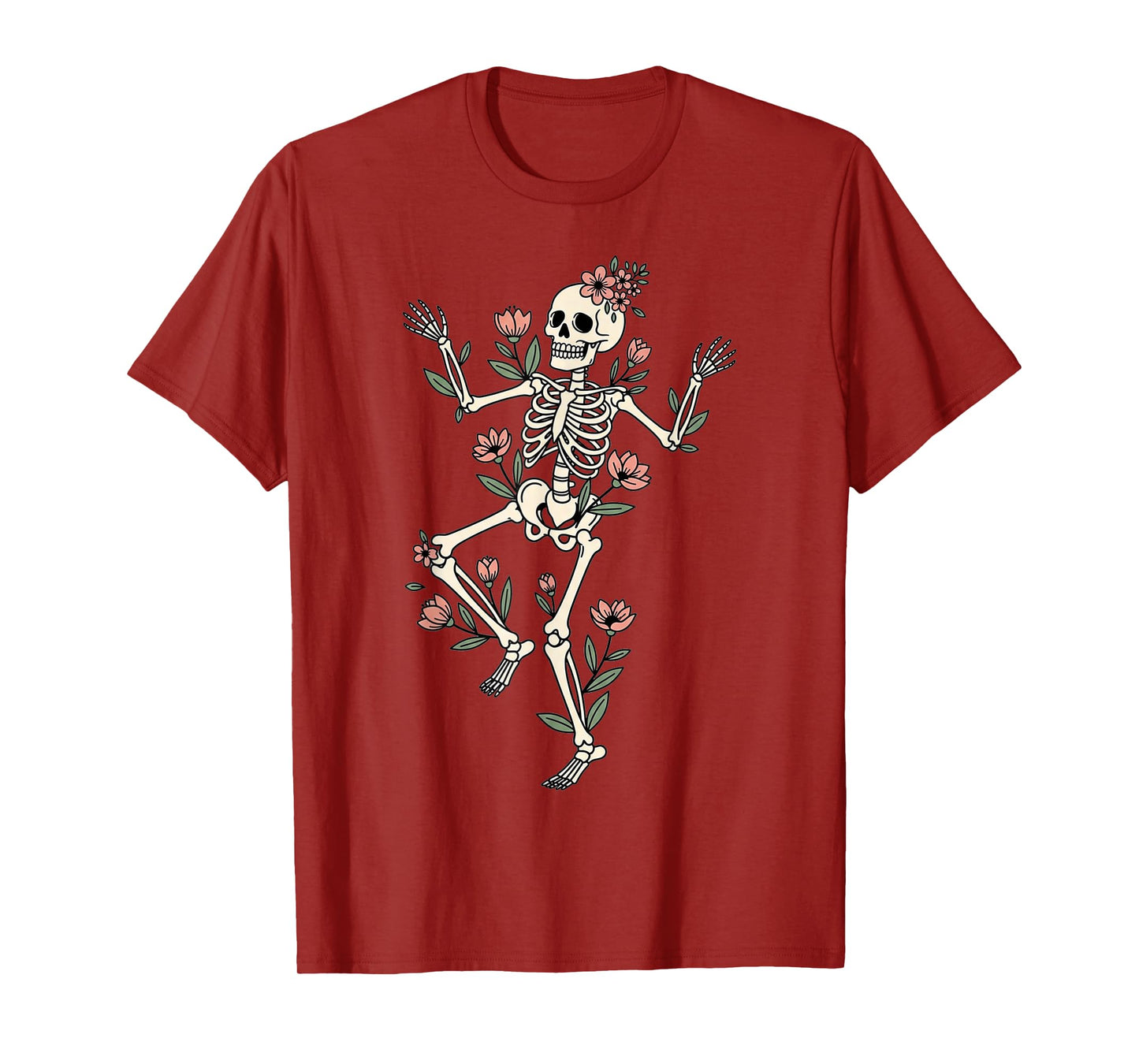 Dancing Skeleton with Flowers Macabre Halloween Eternal T-Shirt