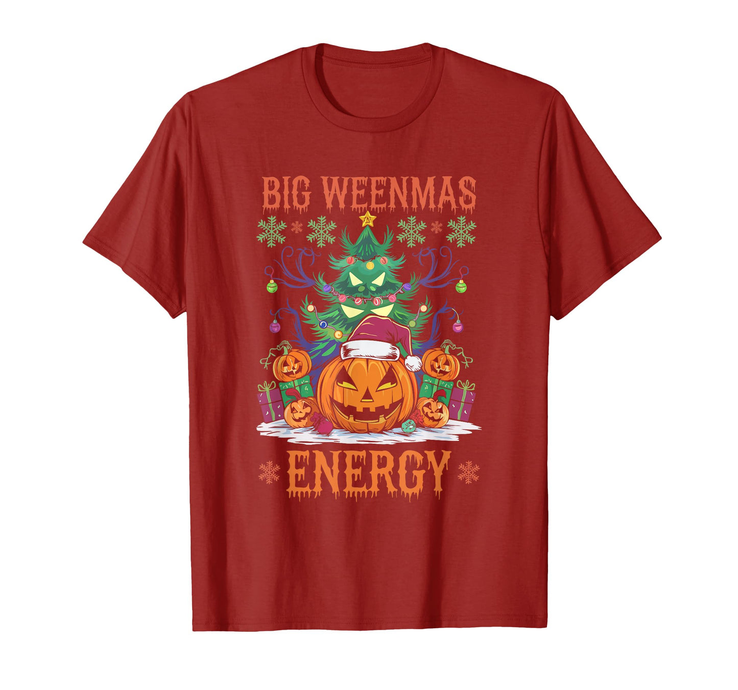 Big Weenmas Energy Jack-O-Lantern Pumpkin & Christmas Tree T-Shirt