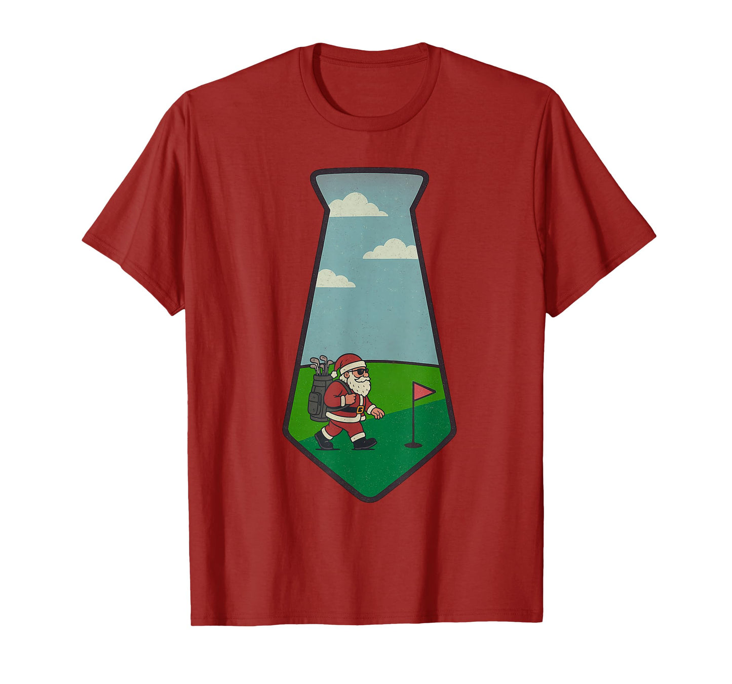 Santa Playing Golf Christmas Vintage Funny Xmas T-Shirt