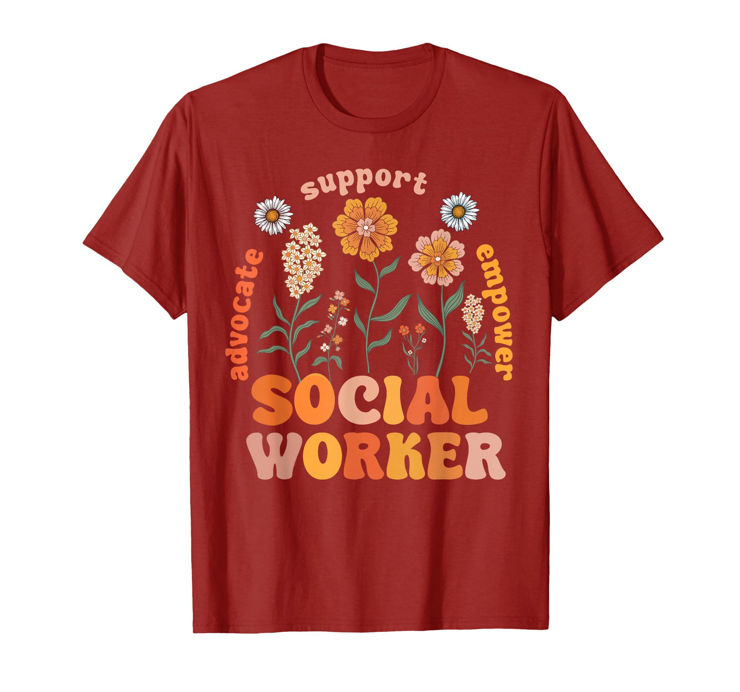 Retro Social Worker Vintage Flower Social Work Life T-Shirt