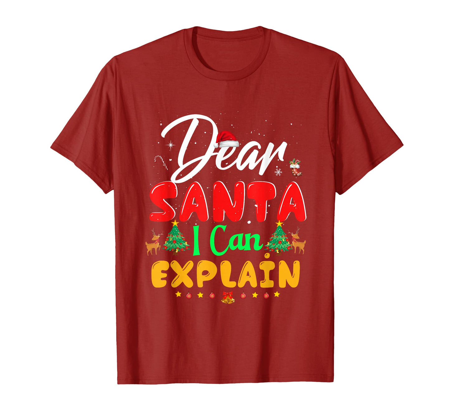 Dear Santa I Can Explain Funny Ugly Christmas Mamily Maching T-Shirt