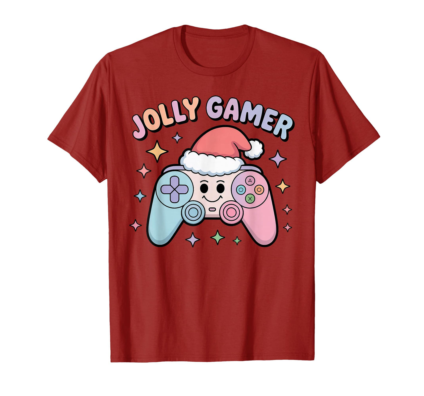 Jolly Gamer Controller with Santa Hat Christmas Video Game T-Shirt