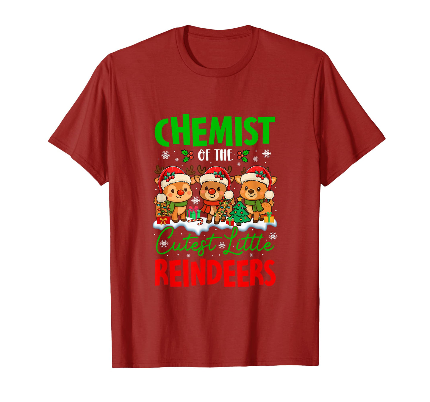 Chemist of Cutest Reindeers Xmas Three Santa Reindeers T-Shirt