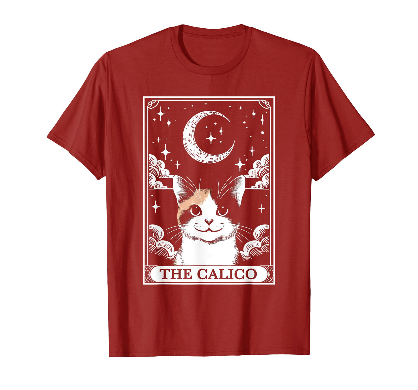 Tarot Card Vintage Crescent Moon Calico Cat Mom Cat Lovers T-Shirt for Men Women Kids