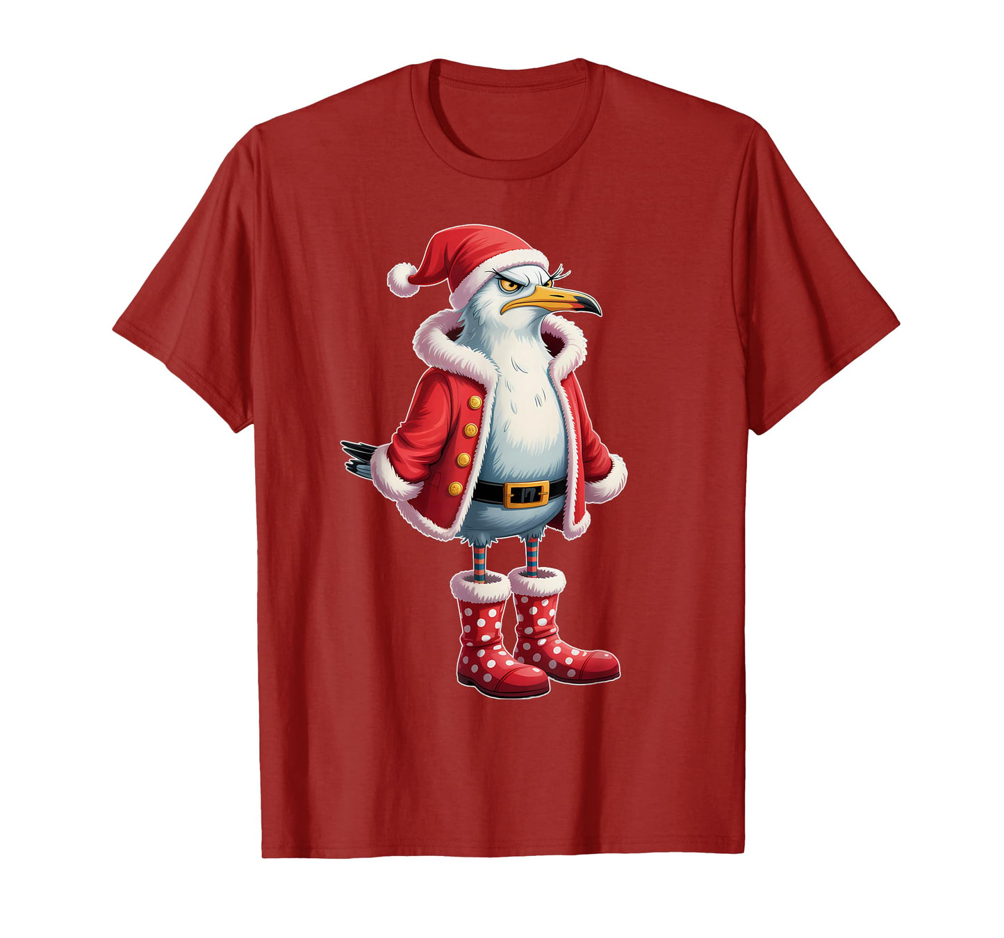 Funny Christmas Seagull Santa Humor T-Shirt
