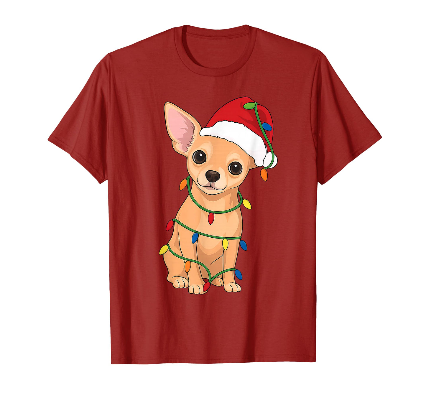 Chihuahua Christmas Tree Lights Holiday Dog Lover T-Shirt