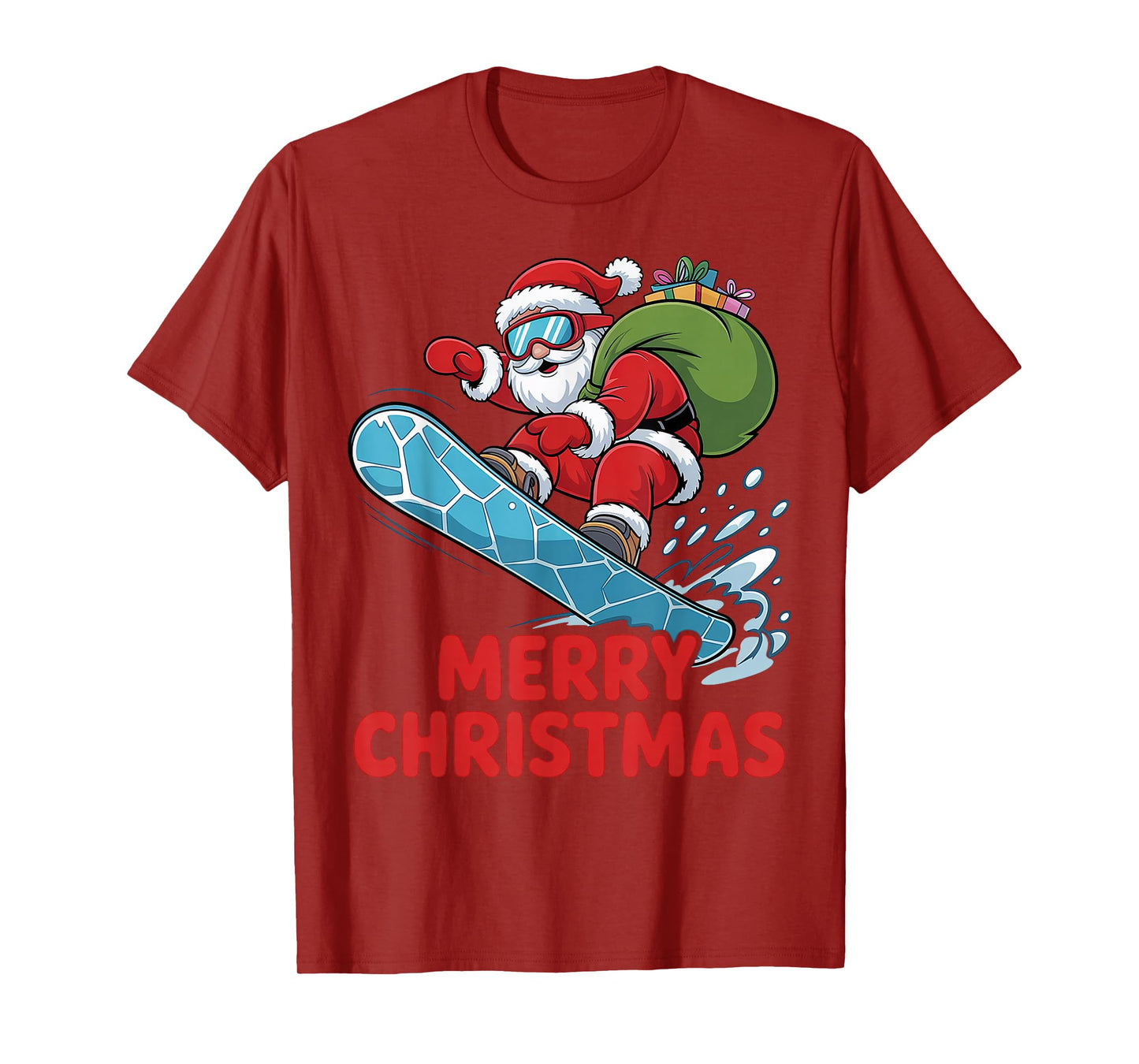 Merry Christmas Santa Riding a Snowboard Funny Snowboarding T-Shirt