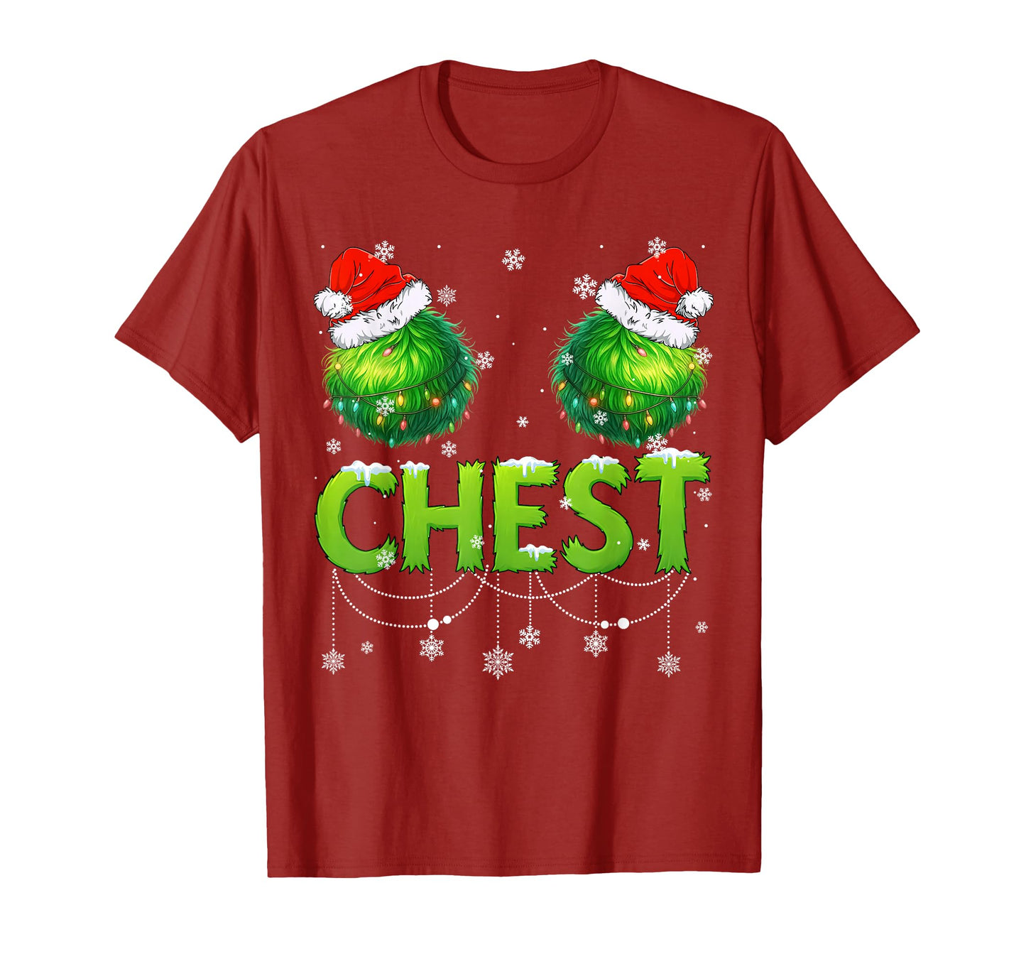 Funny Chest Santa Hat Christmas Xmas Men Women T-Shirt