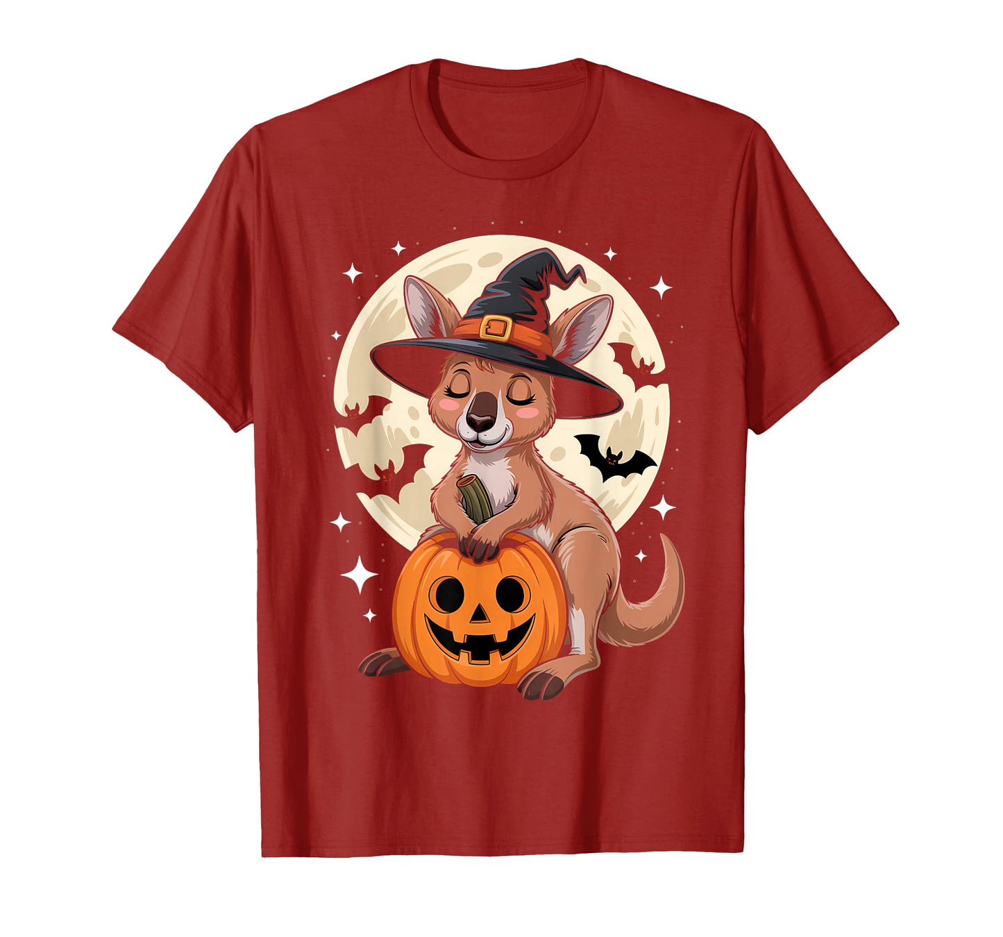 Halloween Kangaroo Witch Hat Pumpkin Spooky T-Shirt