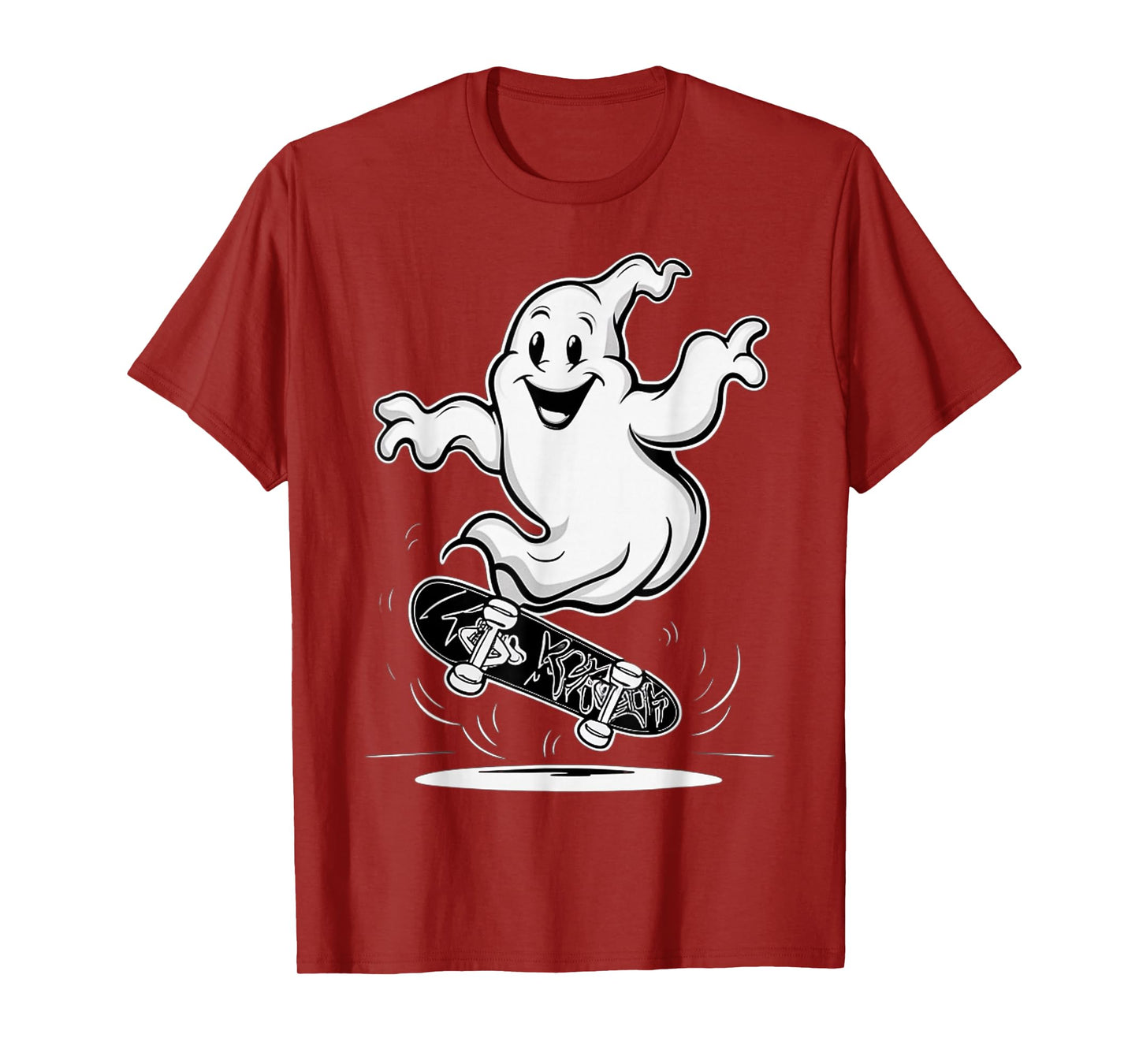 Funny Ghost On Skateboard Retro Halloween Costume Kids Boys T-Shirt