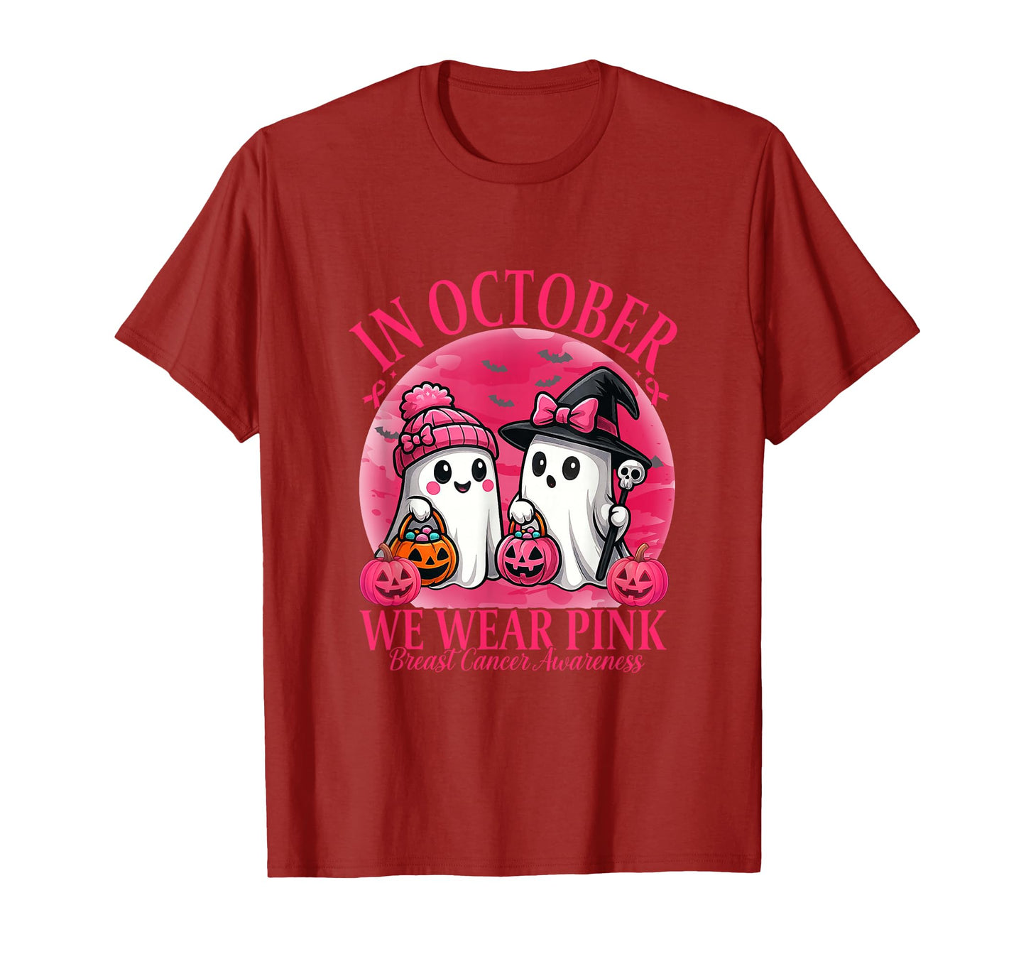 Breast Cancer Halloween Women in October We Wear Pink T-Shirt