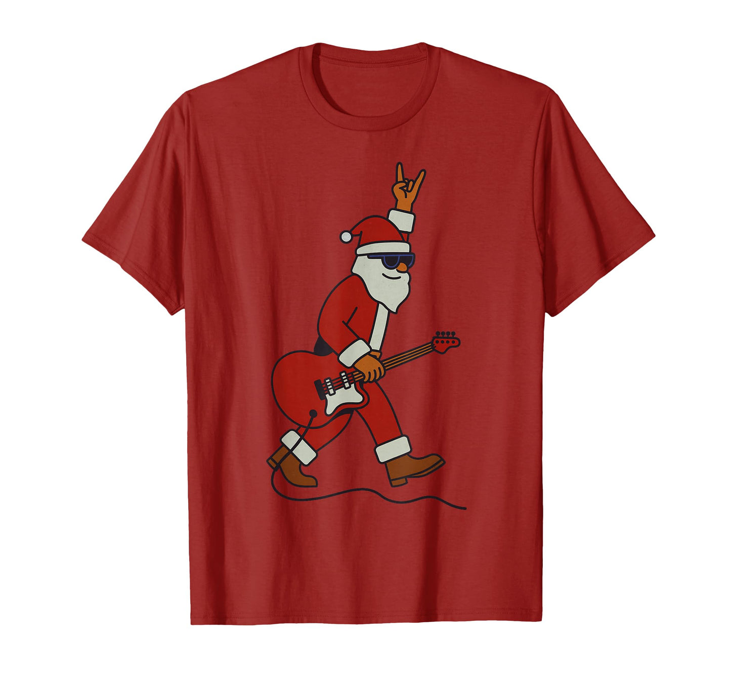 Santa Playing Rock Guitar Christmas Vintage Funny Xmas T-Shirt