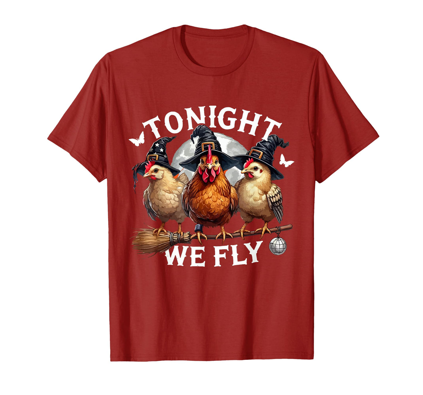 Cute Tonight We Fly Chicken Witch Halloween Spooky Season T-Shirt